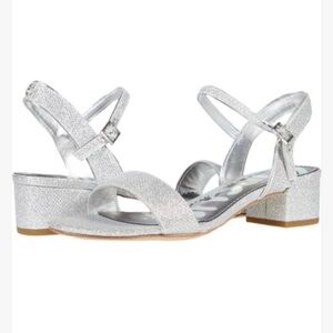 Circus by Sam Edelman silver metallic block heel sandal, size 8.5